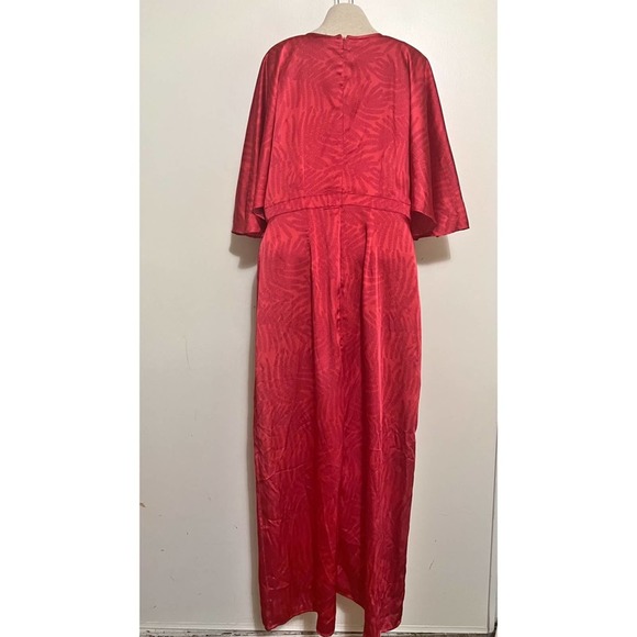 Fe Noel X Target Palm Leaf Contrast Flutter Sleeve Satin Maxi Dress 10 - Picture 3 of 8